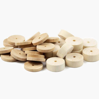 DIY Flat Round Wood Beads, Eco-Friendly, Natural Color Spacer Wooden Beads 24mm 