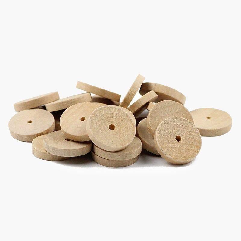 DIY Flat Round Wood Beads, Eco-Friendly, Natural Color Spacer Wooden Beads 24mm 