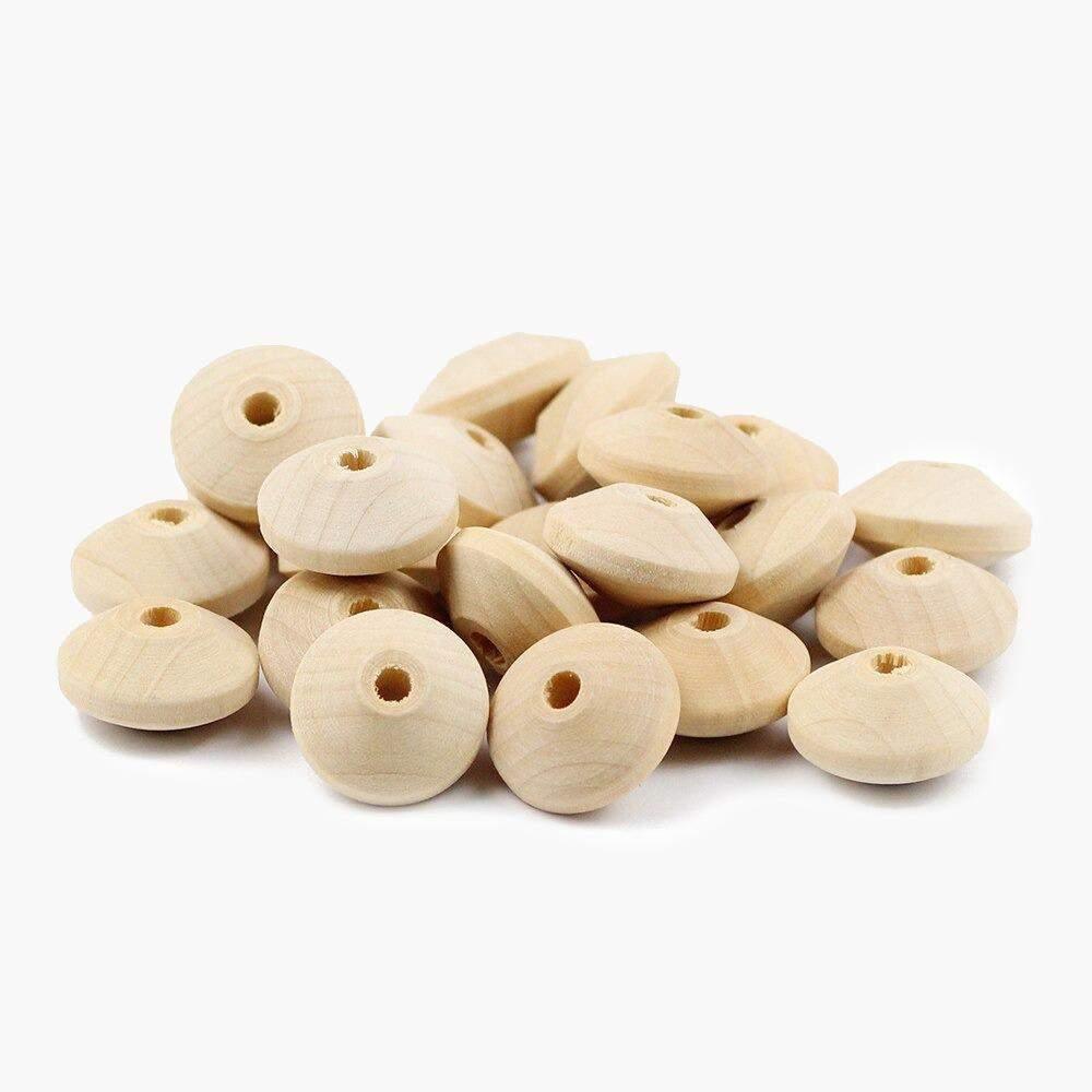 DIY Round Flat Unfinished Wood Beads, Eco-Friendly Natural Color for Jewelry Making 