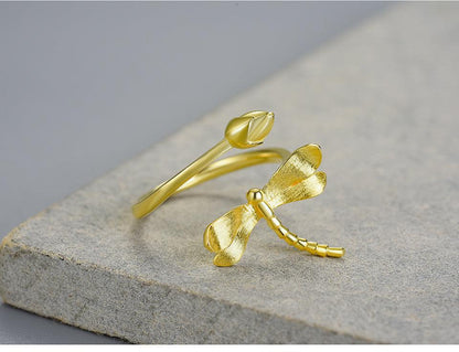 Dragonfly Lotus Bud Ring 