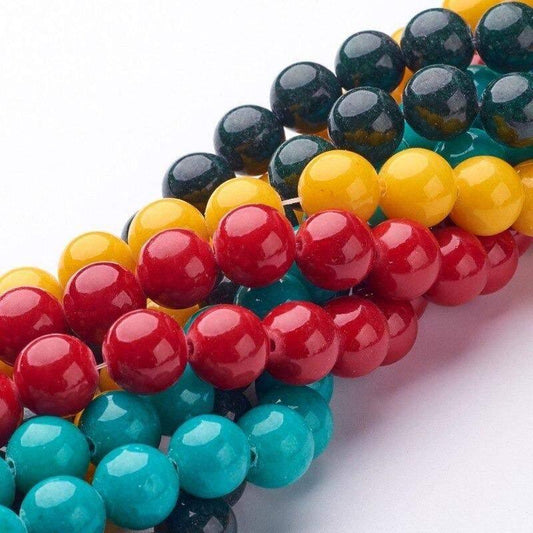 Dyed Round Jade Beads, Assorted Colors, 4-12mm 15.5'' strand 