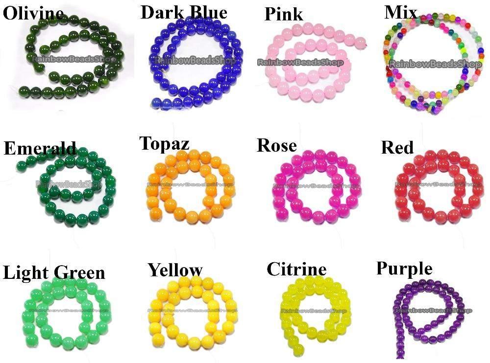 Dyed Round Jade Beads, Assorted Colors, 4-12mm 15.5'' strand 