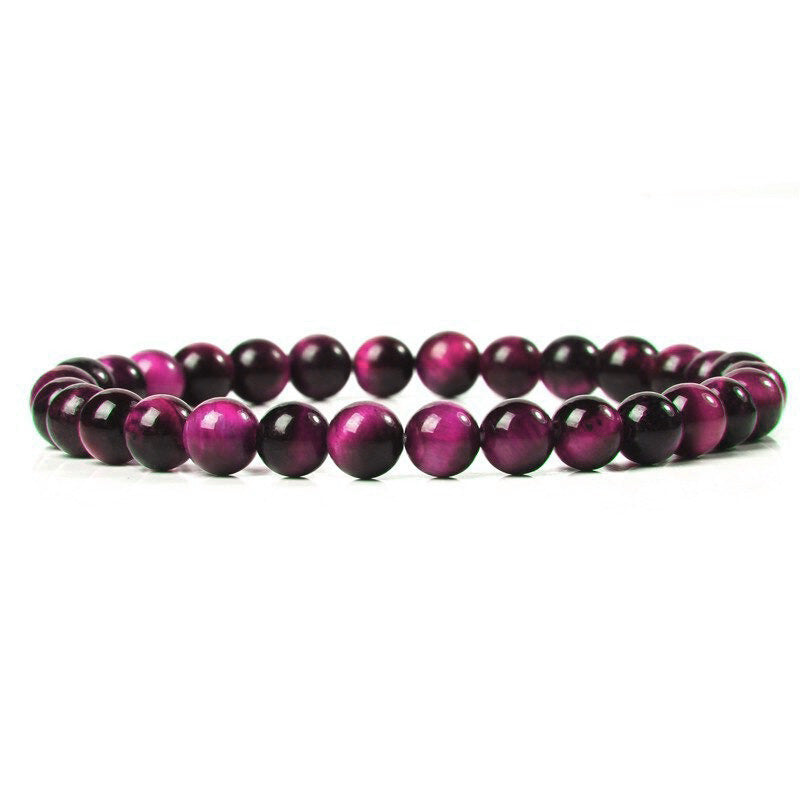 Pink tiger eye gemstone stretch bracelet, 6-12mm