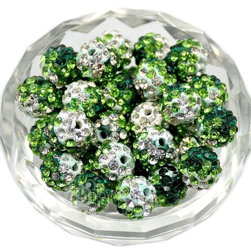 Emerald Clear Crystal Rhinestone Round Beads, 6mm 8mm 8mm 10mm 12mm Pave Clay Disco Ball Bead Chunky Bubble Gum Beads, Gumball Acrylic Beads 