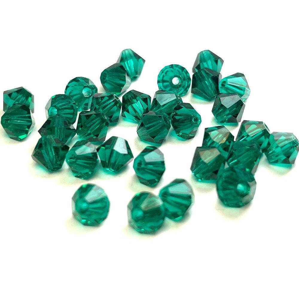 Emerald green Czech Crystal Faceted Bicone beads, 3mm 4mm 5mm Acrylic Faceted Bicone beads, 100pcs,  for jewerly making and beading 