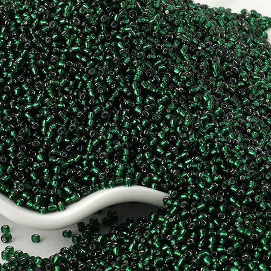 Emerald Lined  Lined Tiny Miyuki Delica seed beads, 2mm 12/0  japanese preciosa rocaille beads round small glass, 1000pcs 