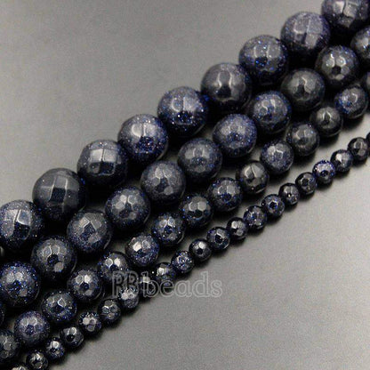 Faceted Blue Sandstone Beads, Round Gemstone, 4-10mm, 15.5'' strand 