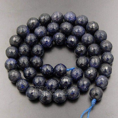 Faceted Blue Sandstone Beads, Round Gemstone, 4-10mm, 15.5'' strand 