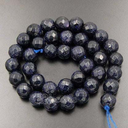 Faceted Blue Sandstone Beads, Round Gemstone, 4-10mm, 15.5'' strand 