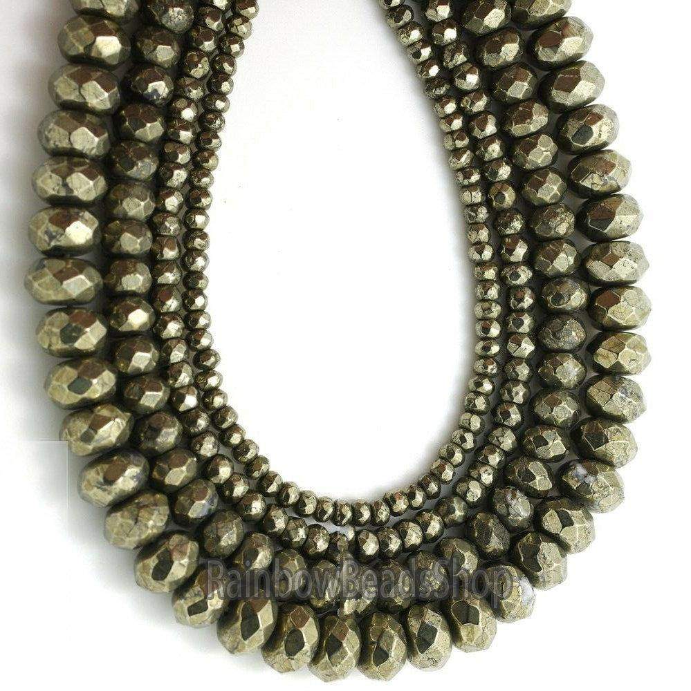 Faceted Iron Pyrite Rondelle natural beads, 1.5x2mm 2x3mm 3x4mm 4x6mm 5x8mm 6x10mm bead jewelry loose beading stone, natural gemstone 