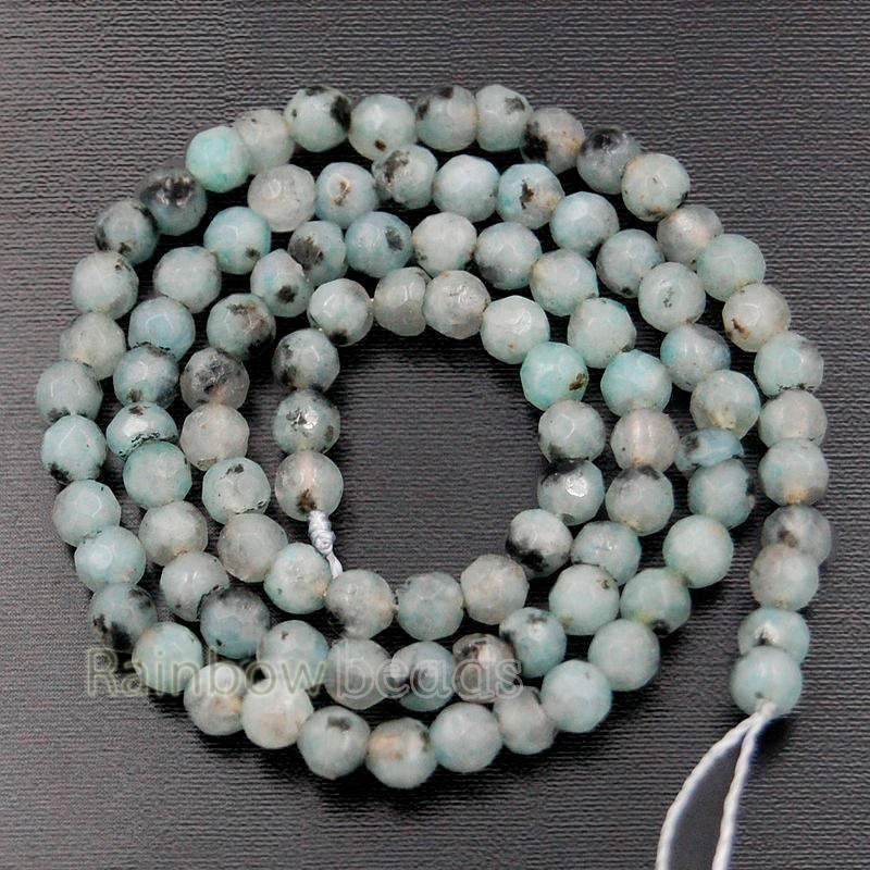 Faceted Kiwi Jasper Blue Beads, 4-10mm Stone 