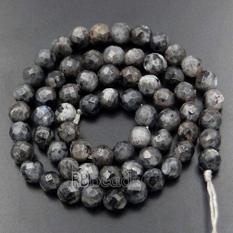 Faceted larvikite Labradorite Round 4-12mm Beads, Round Gemstone, 15.5'' strand 