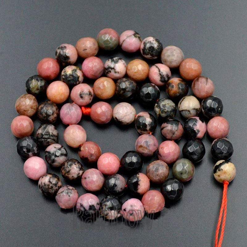 Faceted Natural Red Black Rhodonite Beads, 4mm 6mm 8mm 10mm Round Red Black Rhodonite Beads, Spacer Gemstone beads, Jewelry Rhodonite beads 