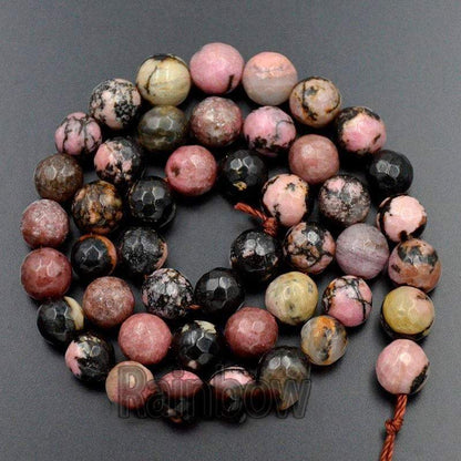 Faceted Natural Red Black Rhodonite Beads, 4mm 6mm 8mm 10mm Round Red Black Rhodonite Beads, Spacer Gemstone beads, Jewelry Rhodonite beads 