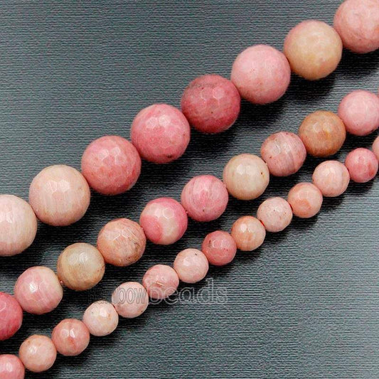 Faceted Pink Rhodonite Beads, 4mm 6mm 8mm 10mm Gemstone Beads, Stone Round Natural Beads 15''5 strand 