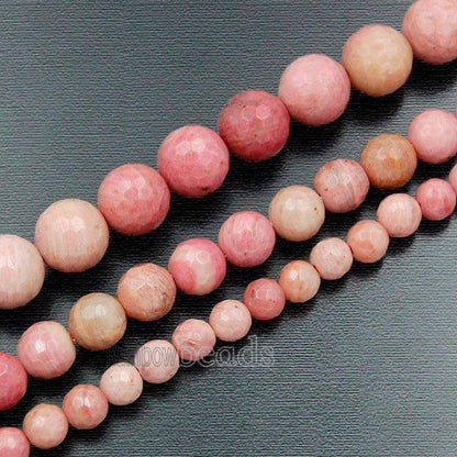 Faceted Pink Rhodonite Beads, 4mm 6mm 8mm 10mm Gemstone Beads, Stone Round Natural Beads 15''5 strand 