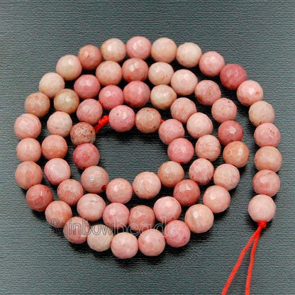 Faceted Pink Rhodonite Beads, 4mm 6mm 8mm 10mm Gemstone Beads, Stone Round Natural Beads 15''5 strand 