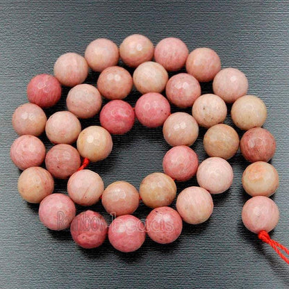 Faceted Pink Rhodonite Beads, 4mm 6mm 8mm 10mm Gemstone Beads, Stone Round Natural Beads 15''5 strand 