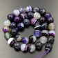 Faceted Purple Stripe Banded Agate Beads, 4-10mm Round, 15.5 strand 