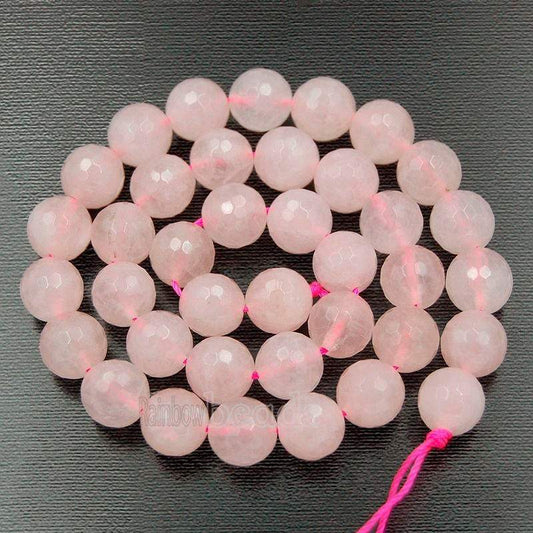 Faceted Rose Quartz Beads, 4mm 6mm 8mm 10mm 12mm 14mm Gemstone Beads, Stone Round Natural Beads, 15''5 strand 