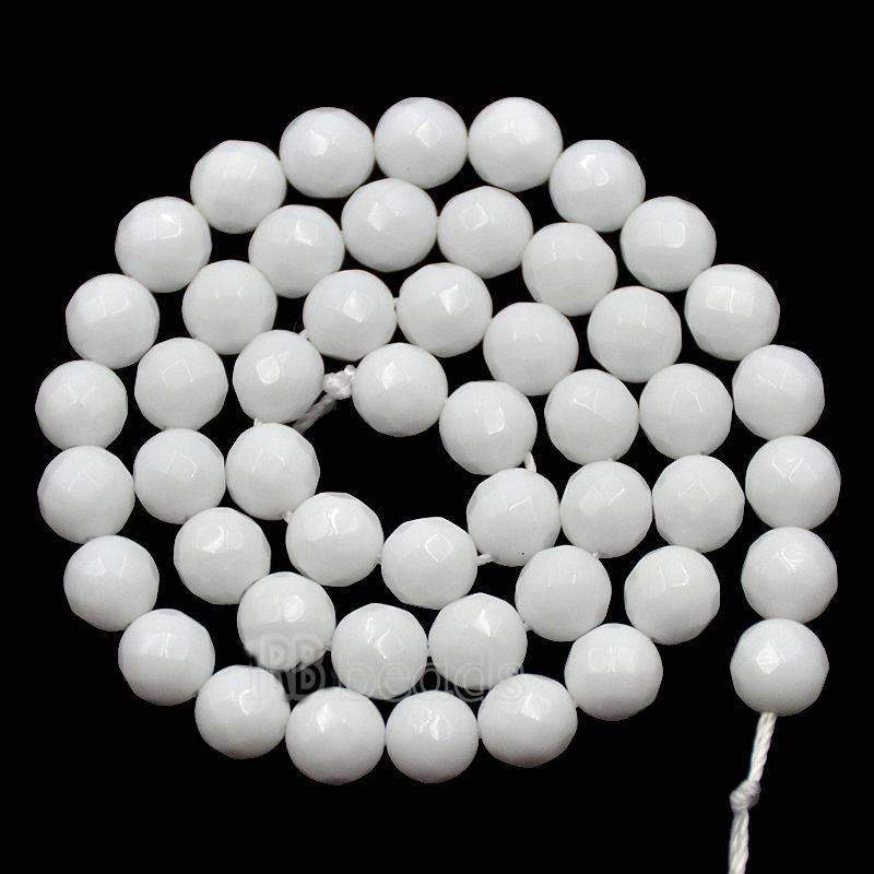 Faceted White Onyx Alabaster beads, Round, size 2-12mm, 15.5 inch str. 