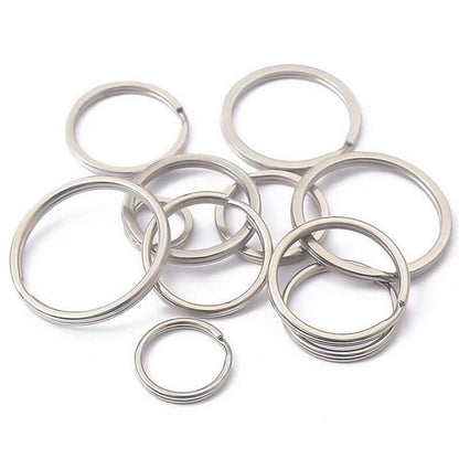 Flat Split Key Chain Ring, Stanless Steel 25-35mm, 10pcs 