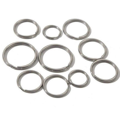 Flat Split Key Chain Ring, Stanless Steel 25-35mm, 10pcs 