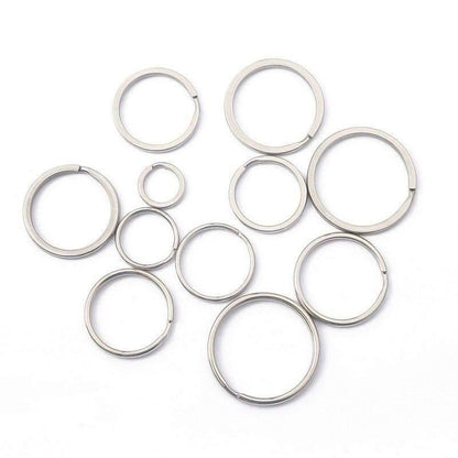 Flat Split Key Chain Ring, Stanless Steel 25-35mm, 10pcs 