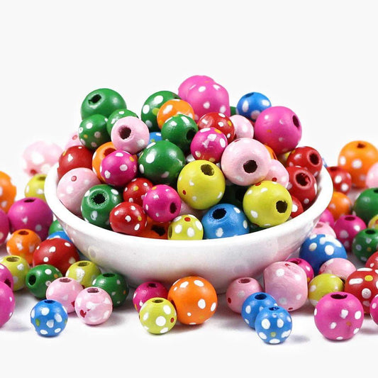 Flower Wooden Beads, 9x10mm Natural Ball Wood Spacer Beads 100Pcs 
