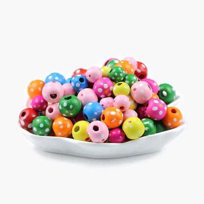 Flower Wooden Beads, 9x10mm Natural Ball Wood Spacer Beads 100Pcs 