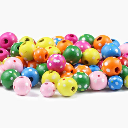 Flower Wooden Beads, 9x10mm Natural Ball Wood Spacer Beads 100Pcs 