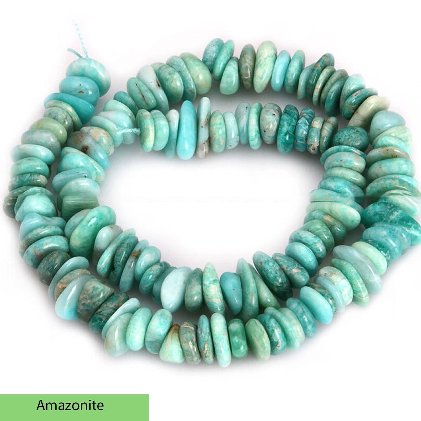 Freeform Semiprecious Amazonite Beads, Rondelle Disck, 15'' strand 