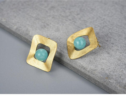 Freeform Square Stud Earring 