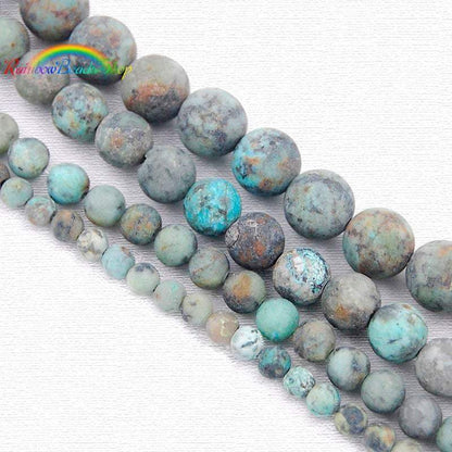 Frosted African Blue Turquoise Beads, Gemstone Beads, 4mm 6mm 8mm 10mm 12mm Stone Beads, Round Natural Beads, Spacer beads 15''5 strand 