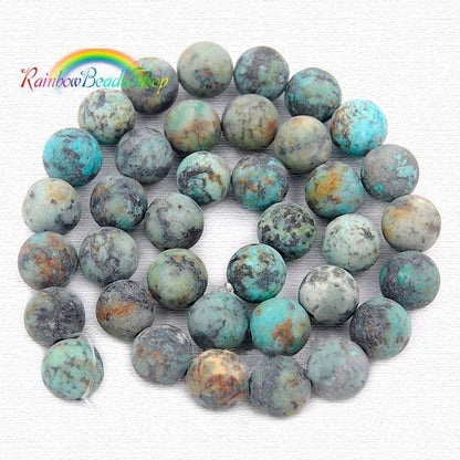 Frosted African Blue Turquoise Beads, Gemstone Beads, 4mm 6mm 8mm 10mm 12mm Stone Beads, Round Natural Beads, Spacer beads 15''5 strand 