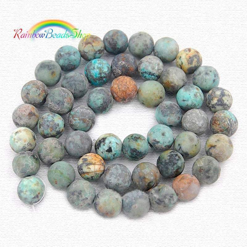 Frosted African Blue Turquoise Beads, Gemstone Beads, 4mm 6mm 8mm 10mm 12mm Stone Beads, Round Natural Beads, Spacer beads 15''5 strand 