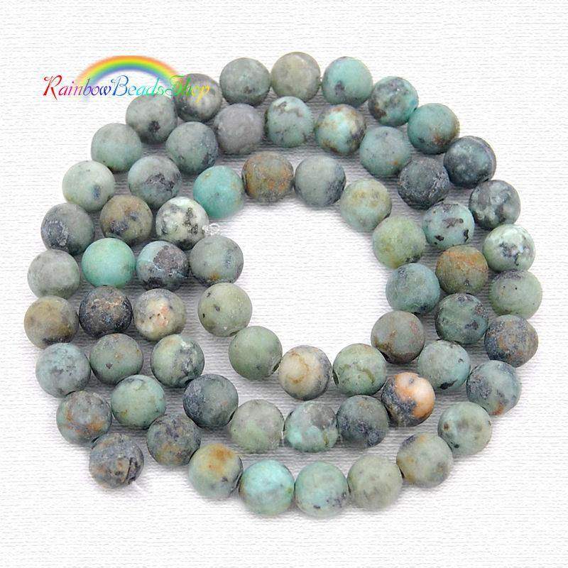 Frosted African Blue Turquoise Beads, Gemstone Beads, 4mm 6mm 8mm 10mm 12mm Stone Beads, Round Natural Beads, Spacer beads 15''5 strand 