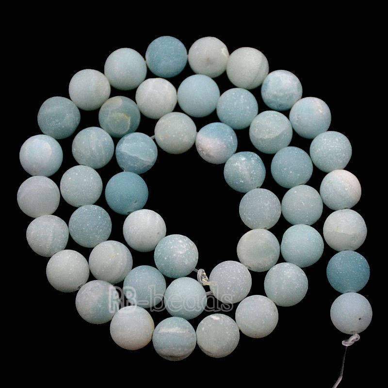 Frosted Matte Blue Amazonite Beads, Round, 4-12mm, 15.5'' inch size 