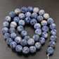 Frosted Matte Blue Spot Jasper beads, Round 4-12mm stone, 15.5'' str 