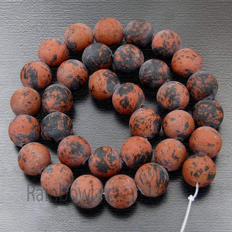 Frosted Matte Brown Flame Jasper Beads, 4-12mm, 15.5'' strand 