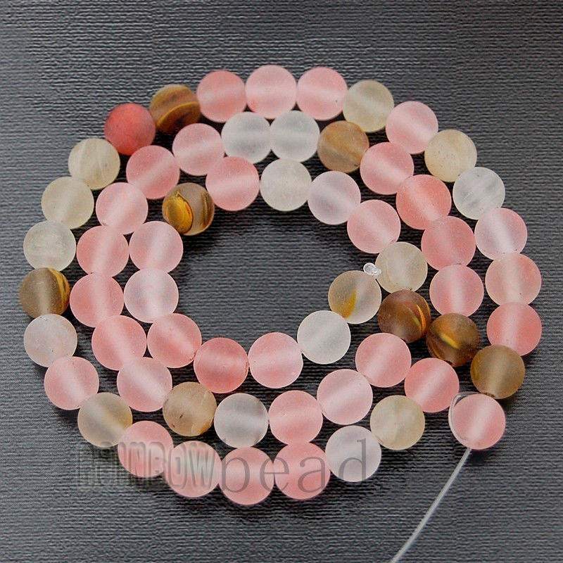 Frosted Matte Rose White Volcano cherry Quartz Beads, Gemstone Beads, Round Natural Beads, 4mm 6mm 8mm 10mm 12mm 