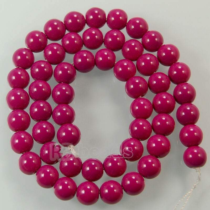 Fuchsia Coated Czech Glass Pearl Smooth Round Beads,  4-16mm 