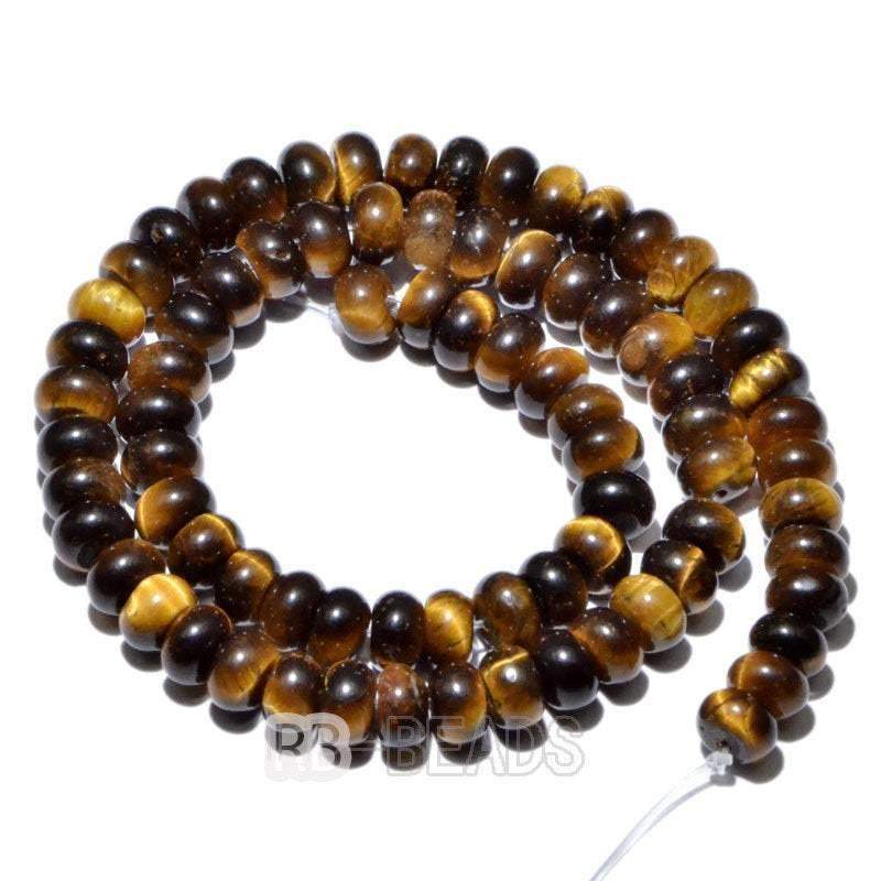 gem Natural Rondelle Disk Yellow Tiger Eye Beads, Smooth Matte and Faceted Stone Beads,  Loose 4x6mm 5x8mm Jewelry beads, 15.5'' strand 