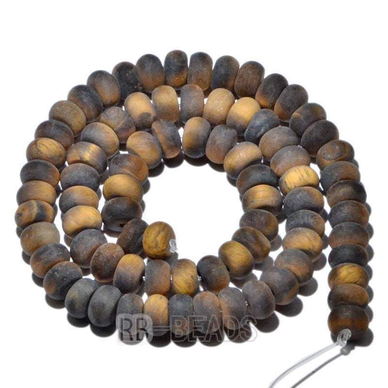 gem Natural Rondelle Disk Yellow Tiger Eye Beads, Smooth Matte and Faceted Stone Beads,  Loose 4x6mm 5x8mm Jewelry beads, 15.5'' strand 