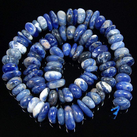 gem semiprecious Natural Blue Sodalite Freeform Rondelle Disk Beads, Spacer Stone beads,  Jewelry beads 3-5x8-13mm, 15'' strand 