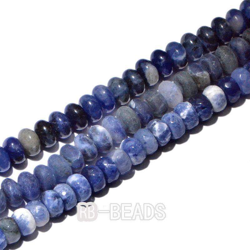 gem semiprecious Natural Rondelle Blue Sodalite Beads, Smooth Matte and Faceted , Disk Stone Loose 4x6mm 5x8mm Jewelry beads, 15.5” str 