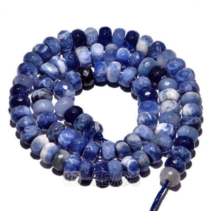 gem semiprecious Natural Rondelle Blue Sodalite Beads, Smooth Matte and Faceted , Disk Stone Loose 4x6mm 5x8mm Jewelry beads, 15.5” str 