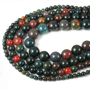 Genuine heliotrope red green bloodstone beads, size 4-12mm, 15.5 str. 