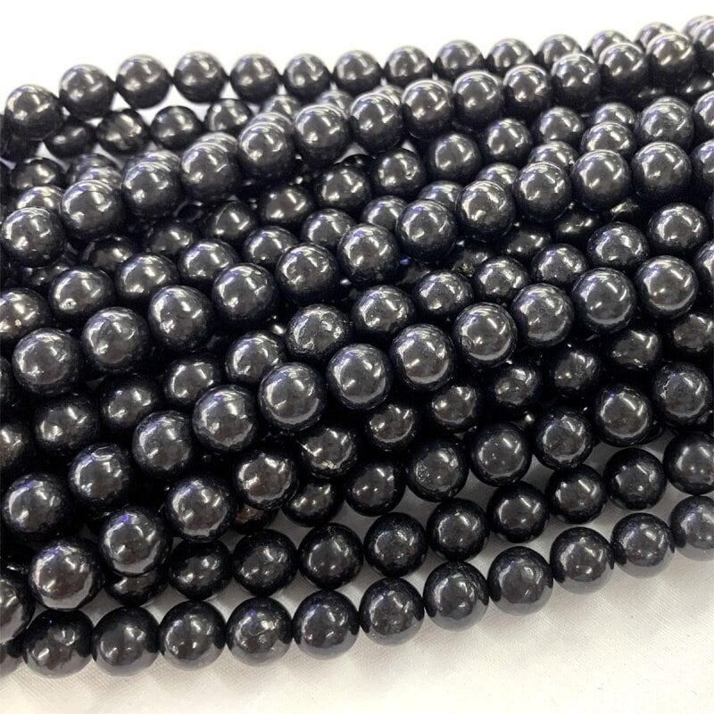 Genuine Natural Smooth Shungite Round Beads Anti Radiation High Carbon 4mm 6mm 8mm 10mm 12mm Black Lustrous Gemstone Spacer Loose 15.5'' Str 