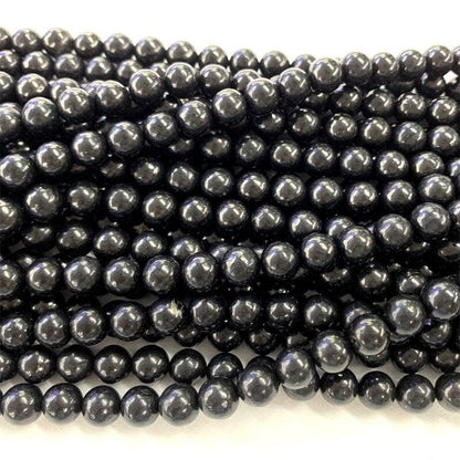 Genuine Natural Smooth Shungite Round Beads Anti Radiation High Carbon 4mm 6mm 8mm 10mm 12mm Black Lustrous Gemstone Spacer Loose 15.5'' Str 